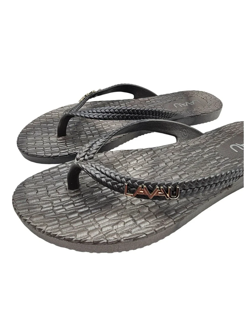 Lavau Womens Sz 10 Flip Flop Sandals Silver Gray